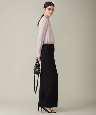 ICB 【WEB限定カラーあり・速乾・洗える】BackSatinAmunzen バンドカラーブラウス ヘイズピンク系