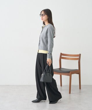 earth music&ecology 【コットン混紡】バイカラーレイヤード風カーディガン Gray