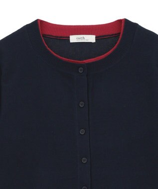 earth music&ecology 【コットン混紡】バイカラーレイヤード風カーディガン Navy
