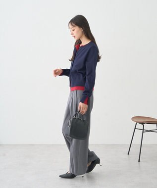 earth music&ecology 【コットン混紡】バイカラーレイヤード風カーディガン Navy