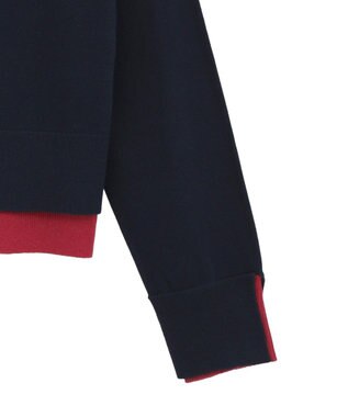 earth music&ecology 【コットン混紡】バイカラーレイヤード風カーディガン Navy