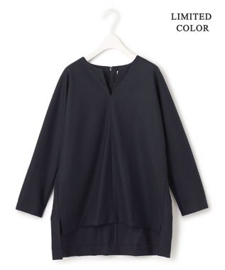 ICB 【洗える・WEB限定カラーあり】 ウールミルドサキソニー キーネックブラウス ネイビー系［WEB限定］