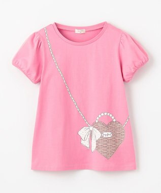 ANY KIDS 【WEB限定】7days プリント 半袖 Tシャツ ピンク×ポシェット