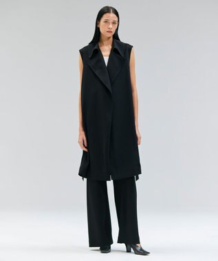 BEIGE， FLEUR / ラップデザインロングジレ Black