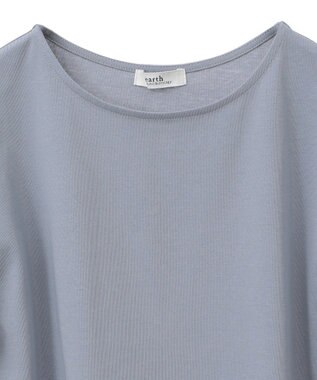 earth music&ecology 【接触冷感/洗濯機可】ギャザーフリルスリーブカットソー Sax