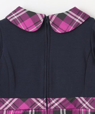 組曲 KIDS 【110-140㎝】チェックタフタドッキング ワンピース ベリーピンク系