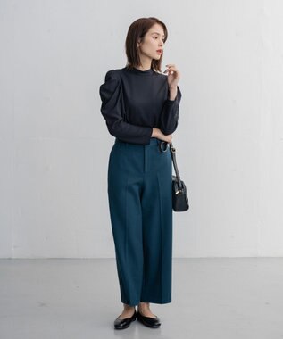 ANY タックボリュームブラウス ネイビー