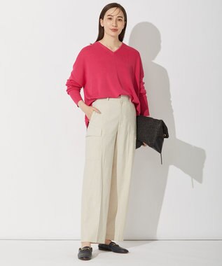 自由区 【WEB限定カラー有/洗える】コットンアセテート チュニック丈ニット オールドローズ系