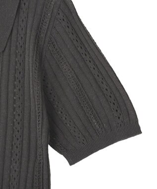 CRAFT STANDARD BOUTIQUE レースニット衿付き半袖カーディガン Dark Gray