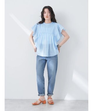 earth music&ecology コットンボイルフリルブラウス Sax