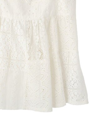 earth music&ecology 【セットアップ対応】【WEB・一部店舗限定】パッチワークレースキャミソール Off White