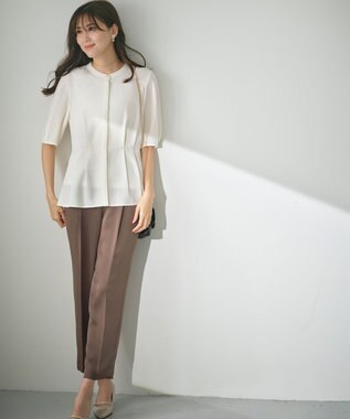 ANY SIS 【洗える】サテンドロストイージー パンツ ブラウン