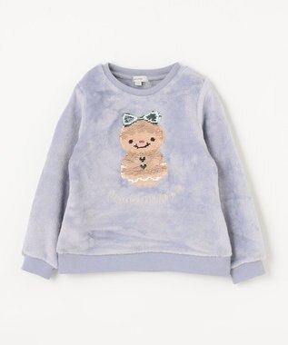 ANY KIDS 両面 フリース スパンコール トレーナー サックスブルー×雪だるま