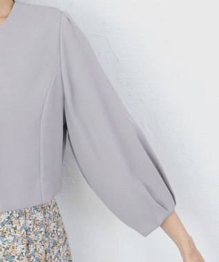 Tiaclasse 【洗える】タックパフスリーブボレロ サックスグレー