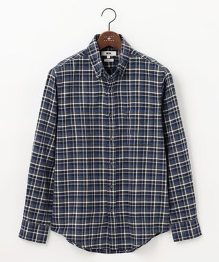 JOSEPH ABBOUD 【オーガニックコットン】スモールチェック フランネルシャツ ネイビー系3