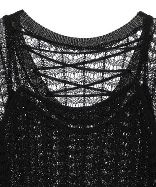 Green Parks ＳＥＴ２点　クロシェ風ニットプルオーバー Black