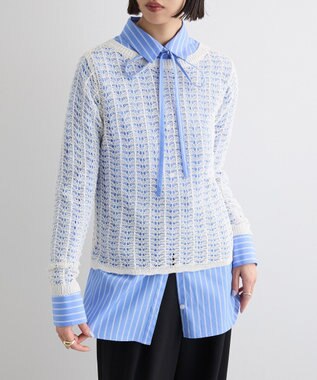 Green Parks ＳＥＴ２点　クロシェ風ニットプルオーバー Off White