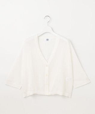 J.PRESS LADIES L 【洗える】シアーライトニット Vネック カーディガン ホワイト系
