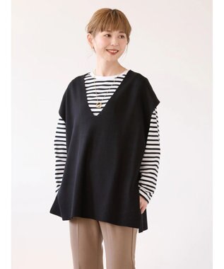 AMERICAN HOLIC Ｖネックニットベスト Black