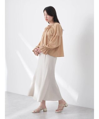 earth music&ecology ギャザーショートブラウス Beige