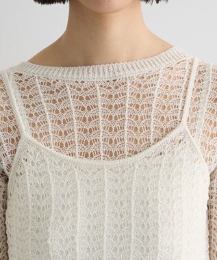 Green Parks ＳＥＴ２点　クロシェ風ニットプルオーバー Off White