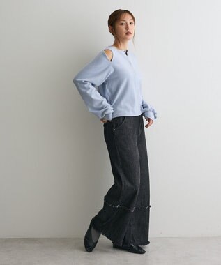 CRAFT STANDARD BOUTIQUE カットアウトデザインカーディガン Sax