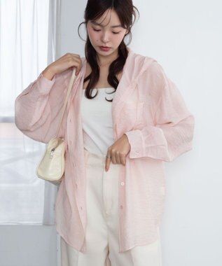 WEGO 【2026年春夏新作】シアーフードシャツ ライトピンク