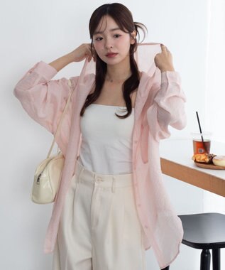 WEGO 【2026年春夏新作】シアーフードシャツ ライトピンク
