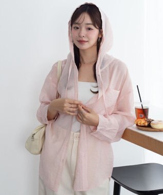 WEGO 【2026年春夏新作】シアーフードシャツ ライトピンク