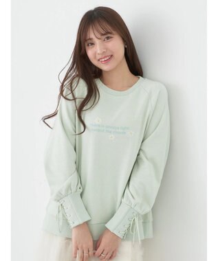 earth music&ecology 袖レースアップウラケプルオーバー Mint
