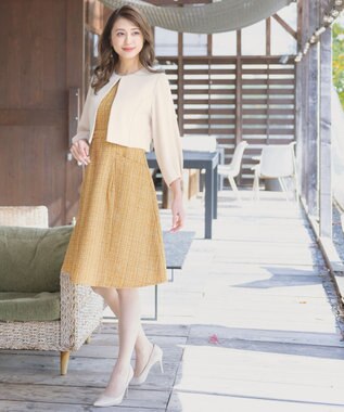 Tiaclasse 【洗える】タックパフスリーブボレロ アイボリー