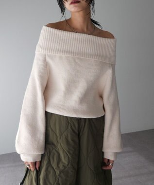 Green Parks オフショルダーニット Off White