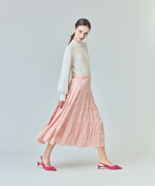 GRACE CONTINENTAL ラメジャガードサテンスカート ピンク