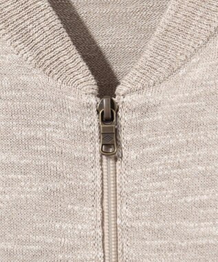 JOSEPH ABBOUD 【イタリア糸使用/清涼感/軽い/洗える/サスティナブル】スラブギマ ニット  ジップ ブルゾン ベージュ系