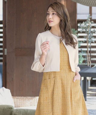 Tiaclasse 【洗える】タックパフスリーブボレロ アイボリー