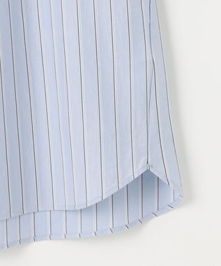 J.PRESS LADIES L 【イージーケア】ストライプジャージー バンドカラー カットソー サックスブルー系1