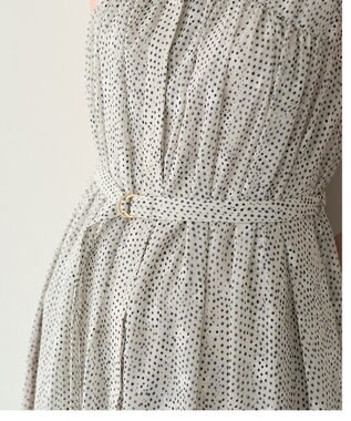 YECCA VECCA シアードット柄ギャザーワンピース Off White