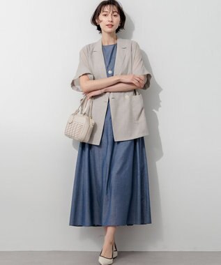 23区 【先行予約】ウォッシャブルボイル ハーフスリーブ ダブル ジャケット ベージュ系