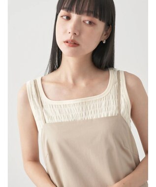 earth music&ecology ドロストデザインキャミワンピース Beige