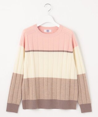 洗える】WOOL BLEND AIR カラーブロック ニット / J.PRESS LADIES L