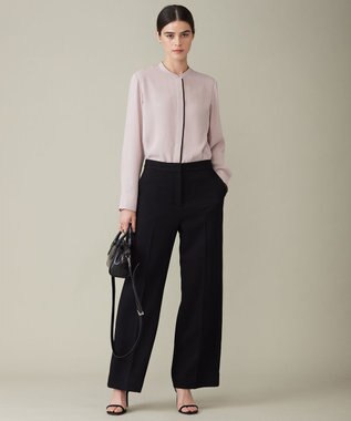 ICB 【WEB限定カラーあり・速乾・洗える】BackSatinAmunzen バンドカラーブラウス ヘイズピンク系