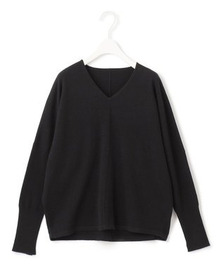 ICB 【洗える】ソフトウールハイゲージ Vネックプルオーバー ブラック系