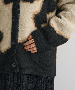 CRAFT STANDARD BOUTIQUE アニマルジャカードニットカーディガン Light Beige