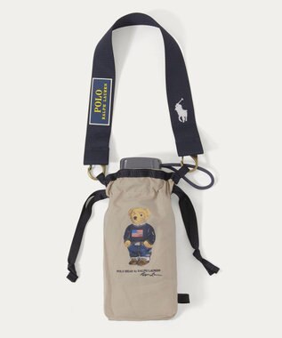 MOONBAT POLO RALPH LAUREN(ポロ ラルフローレン)FLAG BEAR 無地 5段折りたたみ傘 簡単開閉 ベージュ