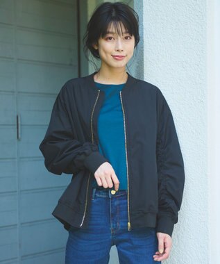 ANY 【洗濯機可能/撥水】MA-1 ギャザーブルゾン ブラック