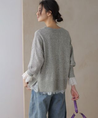 組曲 S コットンカシミヤMIX クルーネックニット ライトグレー系1