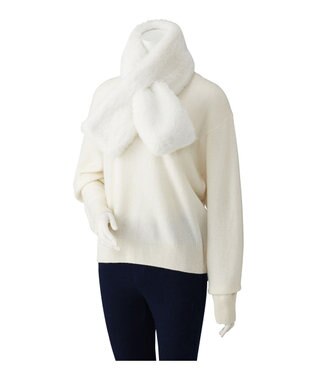 MOONBAT estaa【洗える】ポメラニアンみたいなふわふわフェイクファーマフラー ホワイト