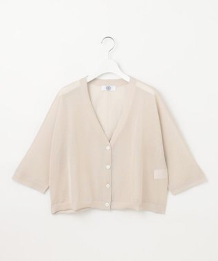 J.PRESS LADIES L 【洗える】シアーライトニット Vネック カーディガン ベージュ系