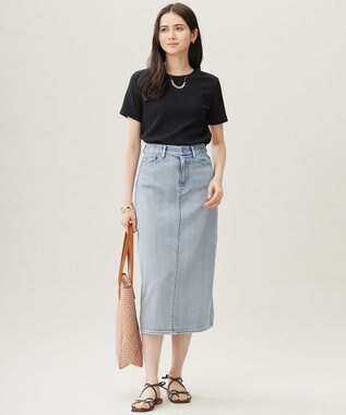 自由区 【洗える】シャーリングジャージー Tシャツ ブラック