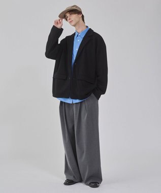 WEGO 【ユニセックス着用ITEM/MLサイズ展開】ボンディングスウェットテーラードジャケット ブラック